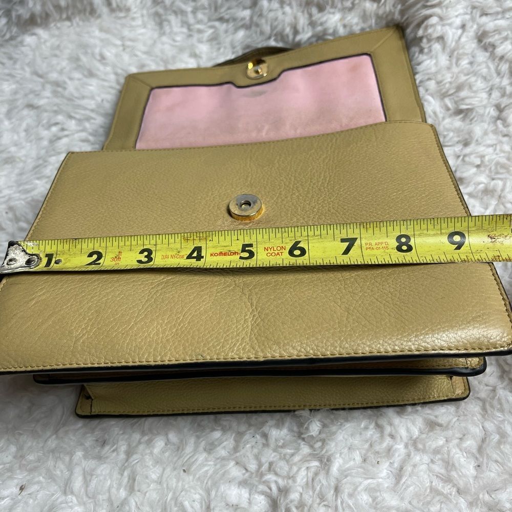 LUANA Italy  khaki leather Satchel gold & silver tone logo . - Picture 10 of 13